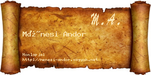 Ménesi Andor névjegykártya